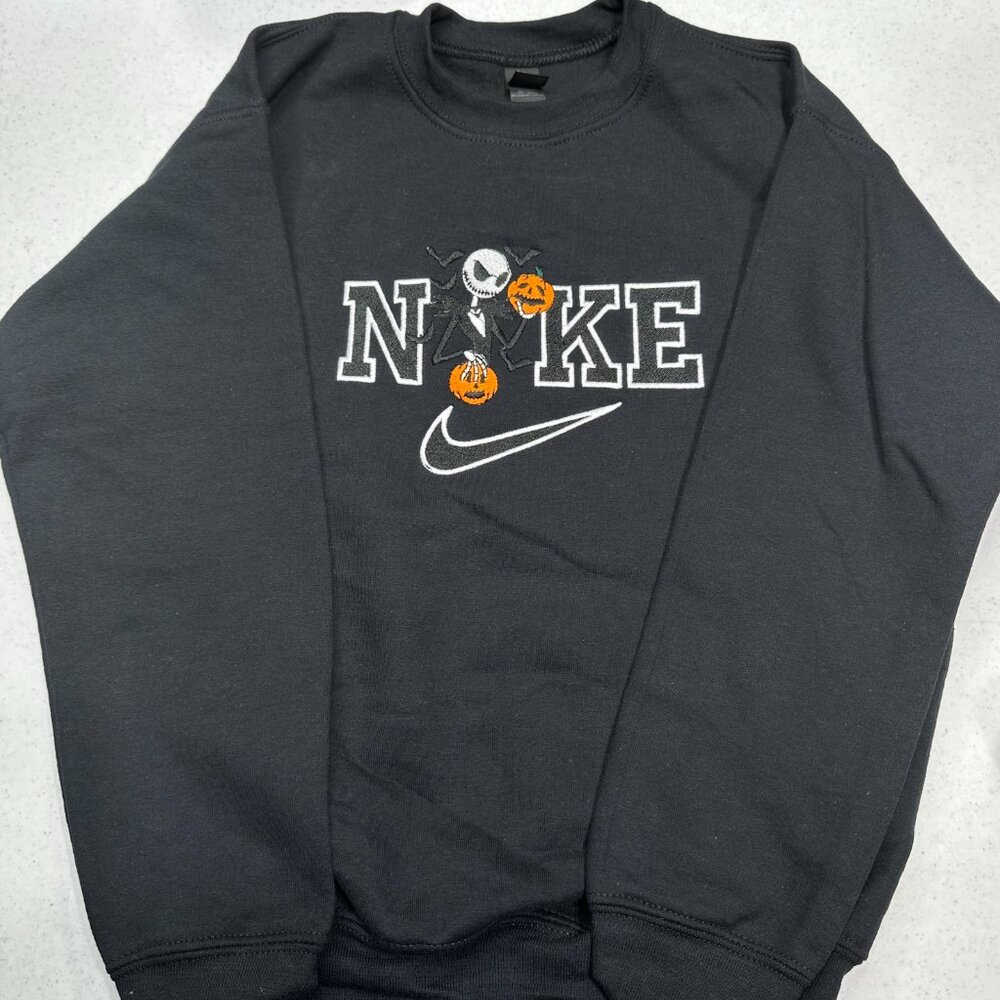 Nike Jack Skellington YOUTH Embroidered Sweatshirt Kids Halloween Christmas